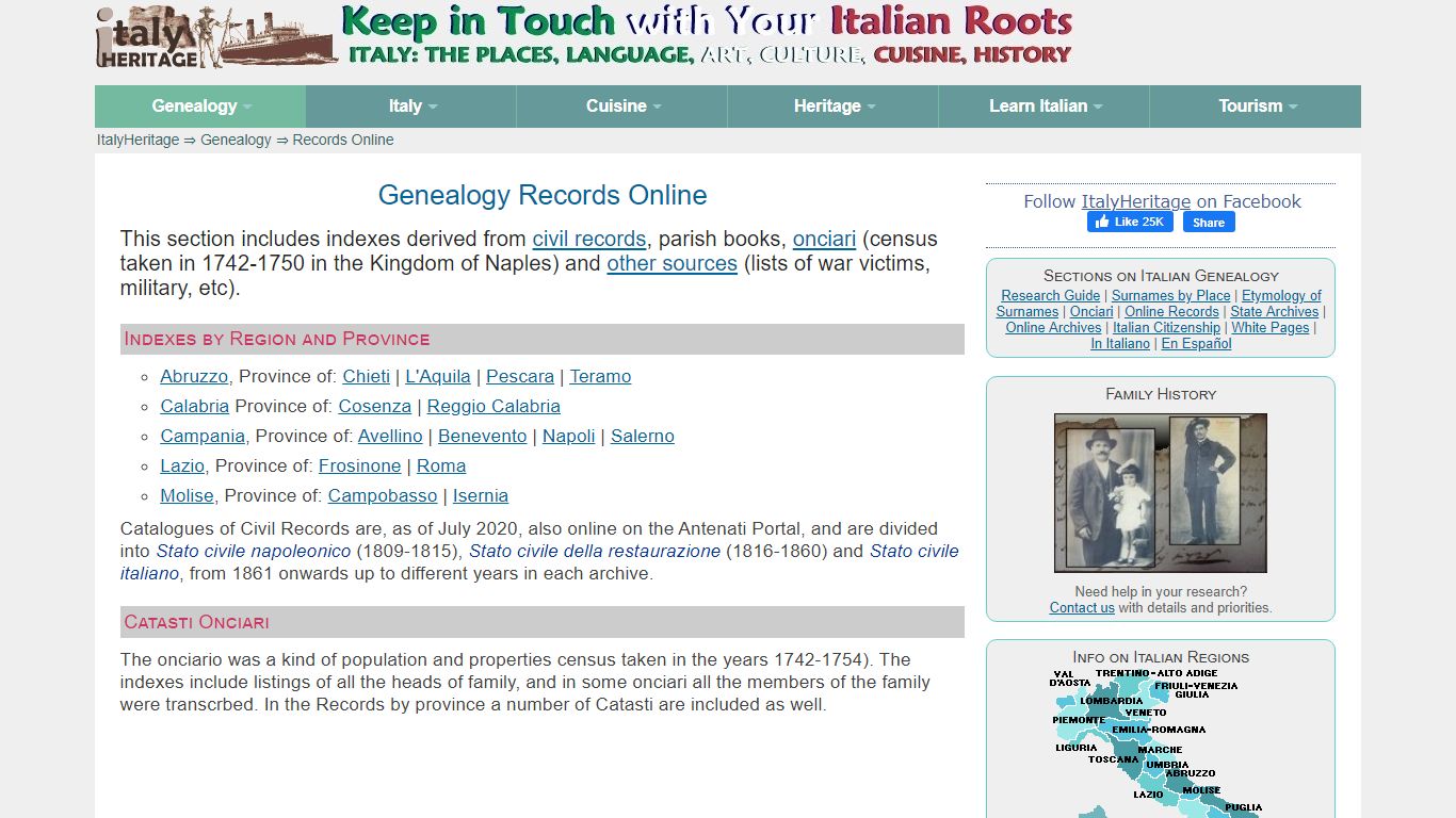 Italian Genealogy Records Online - Italy Heritage