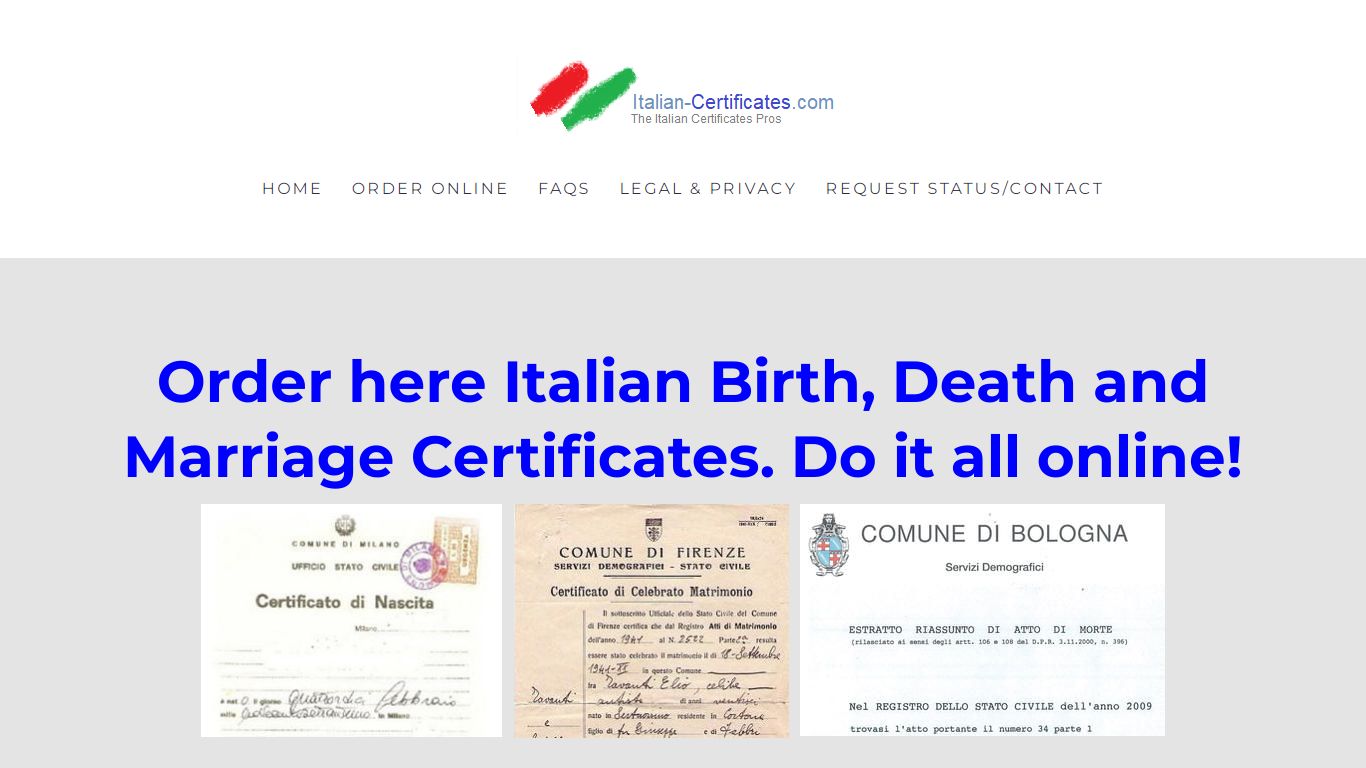 Italian-Certificates.com - Order here Italian Birth, Death ...
